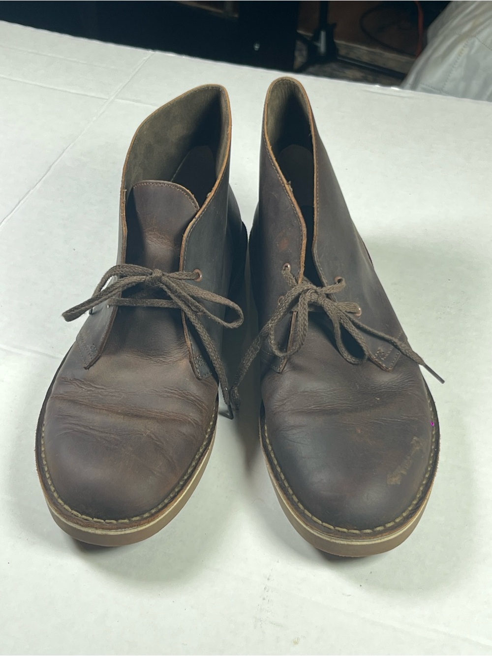 Men's Brown Leather Clarks Desert Boots - Rugged Lace-Up Style #casual #boho